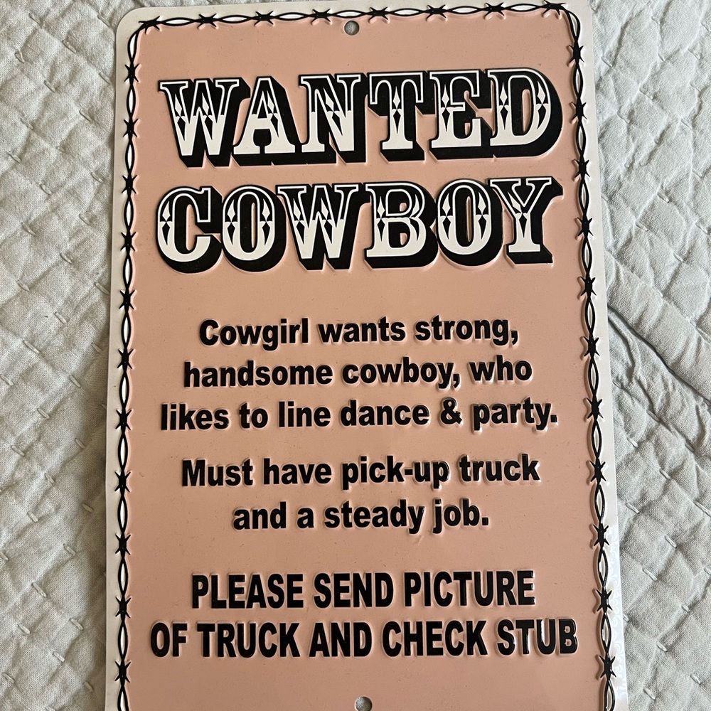 Wanted cowboy sign